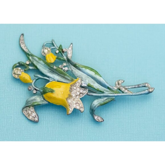 Vintage Art Nouveau Floral Stylish Brooch - E8 - Picture 2 of 3